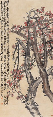 赵云壑 1917年作 红梅图 立轴