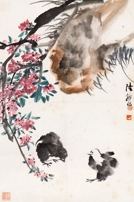 陆抑非 花鸟 立轴