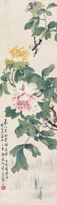 汤世树 1895年作 花卉 立轴