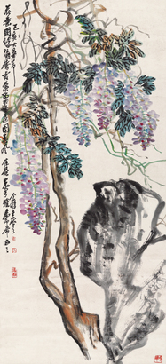 王个簃 1959年作 紫藤 立轴
