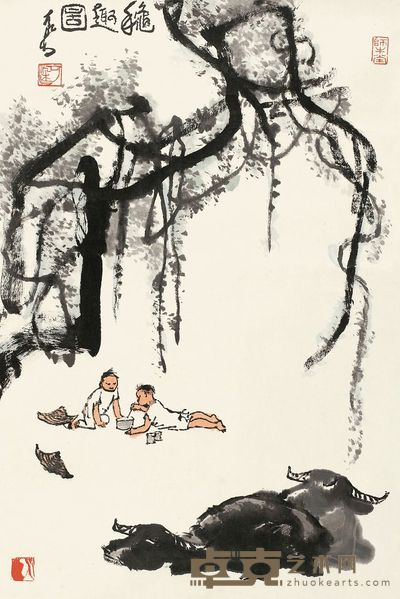 李可染 秋趣图 立轴 69×46cm