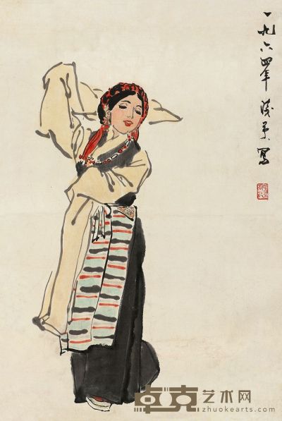 叶浅予 1964年作 西藏舞蹈 镜心 67×44.5cm