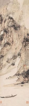 傅抱石 1946年作 深山古寺 立轴