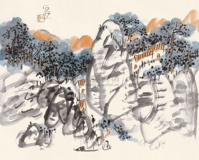 陈子庄 晴峦高秋 镜心