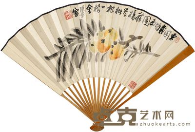 陈半丁 冯淦 枇杷 金文  成扇 