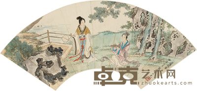 谢之光 1954年作 玉环采露 扇面