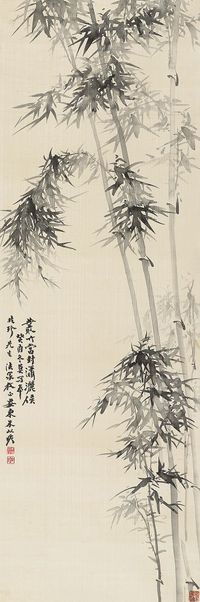 朱屺瞻 1933年作 丛竹当封潇洒侯 立轴