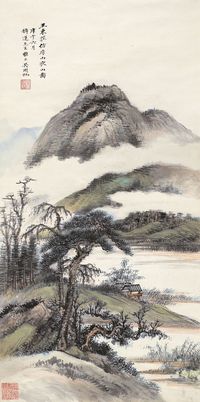 吴湖帆 1930年作 仿房山夜山图 立轴