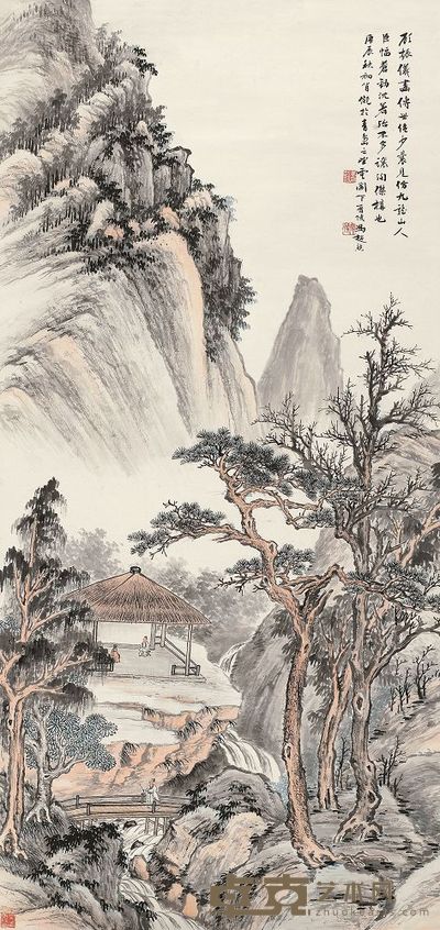 冯超然 1940年作 策杖访友 立轴 128.5×60.5cm