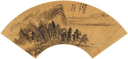 王翬 1680年作 茂林烟霭 扇面