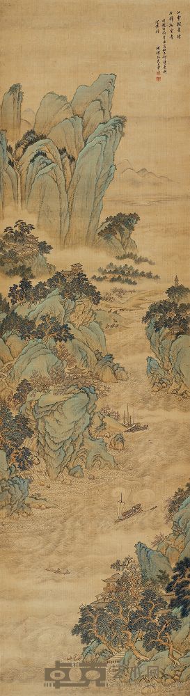 王翬 清江行舟 立轴 184×50.5cm