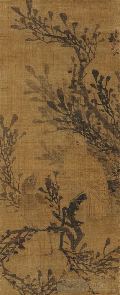 林良 枯树八哥 立轴 68×27.5cm