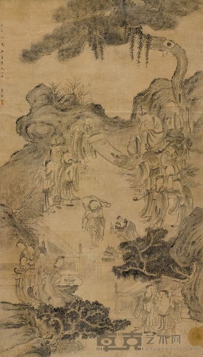 焦秉贞 八仙雅集 立轴 164.5×92.5cm