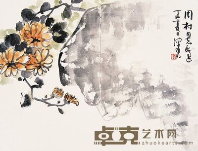 陈佩秋 1977年作 花卉 镜心 27.5×36cm