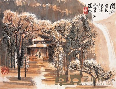 李可染 1975年作 爱晚亭 镜心 27.5×36cm