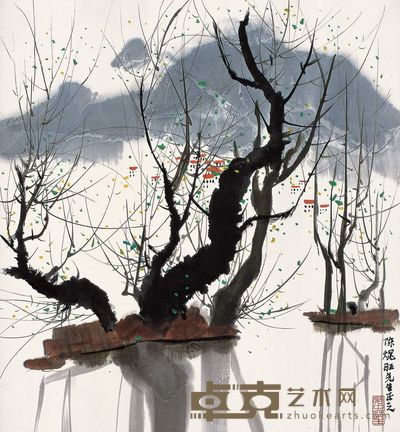 吴冠中 山城 镜心 48×45cm