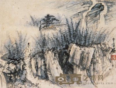 张大千 云淡风轻 立轴 20.5×27cm