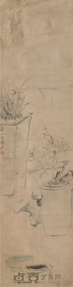 黄宾虹花卉镜片 124×32