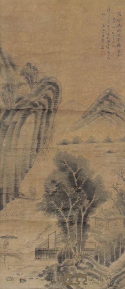 王石谷山水镜片 115×49