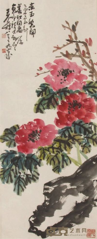 王个簃花卉立轴 89×34