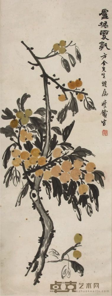 钱瘦铁批把立轴 81×31