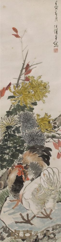 汪慎生花鸟立轴 131×30
