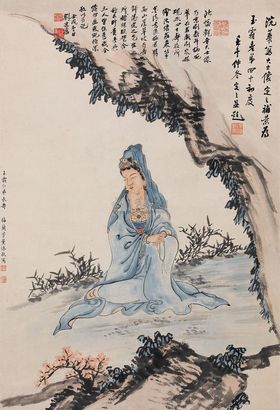 梅兰芳 汤涤 壬午（1942年）作 白衣大士像 立轴