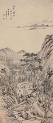 奚冈 己未（1799年）作 珠华山馆图 立轴