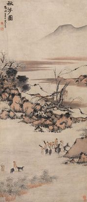 李育 丙戌（1886年）作 秋涉图 立轴