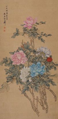 张兆祥 丁未（1907年）作 富贵花 立轴