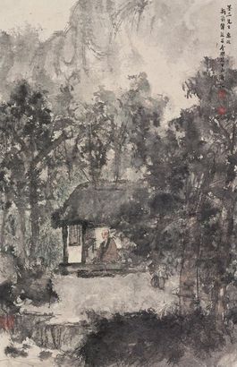 傅抱石 石涛苦吟图 立轴