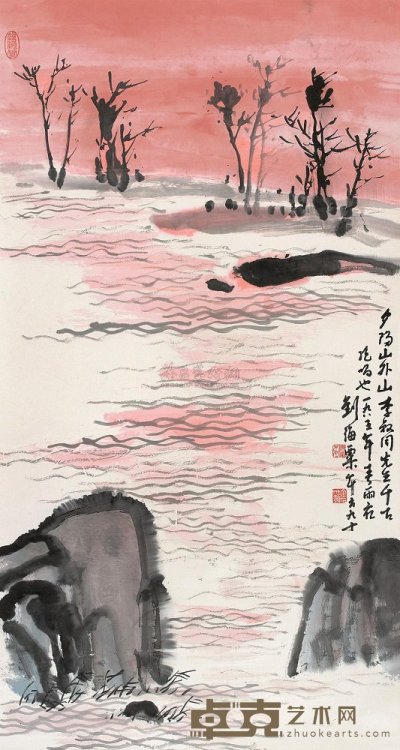 刘海粟 1985年作 晚晴图 立轴 126×67cm