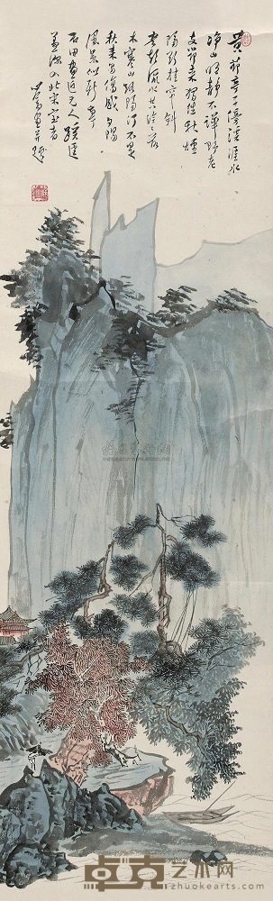 溥儒 溪涯茆亭 立轴 97×47cm