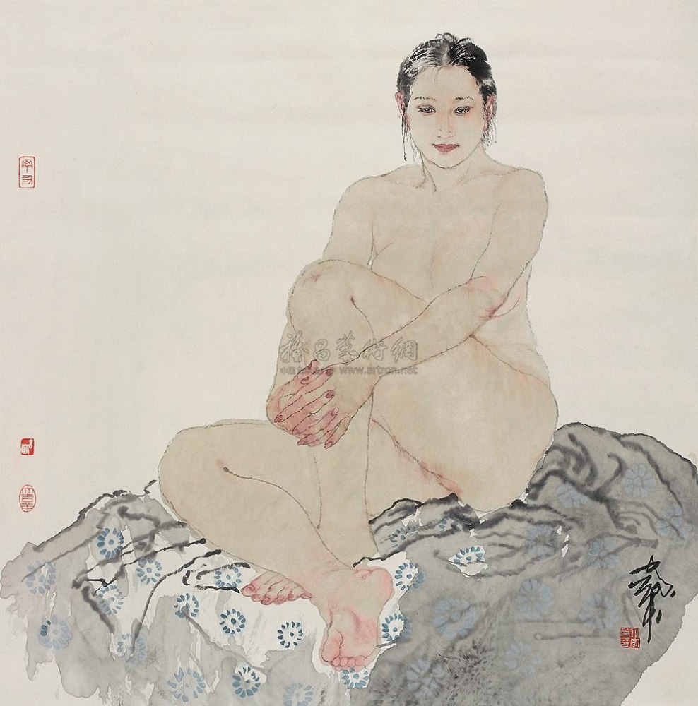 何家英 裸女 立轴68×68cm