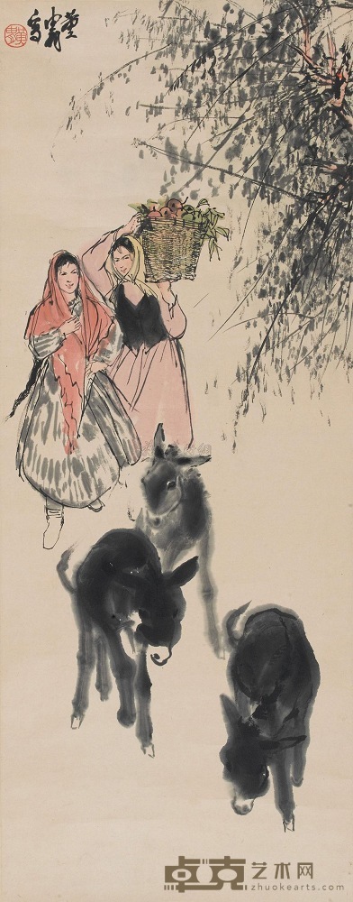 黄胄 丰收图 立轴 83×33cm