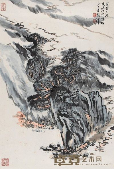 陆俨少 1983年作 苍山晴霭 立轴 69×46.5cm