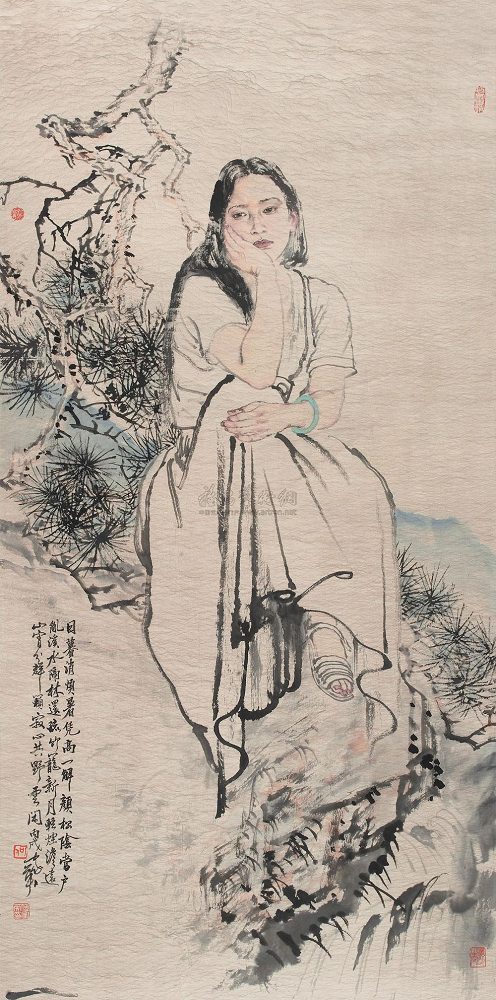 何家英 2006年作 人物 镜心130×65cm