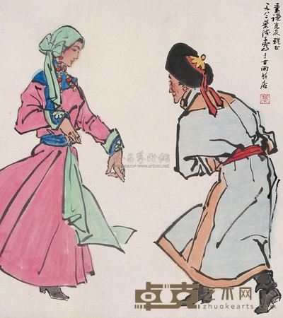 叶浅予 1982年作 蒙古舞 立轴 66.5×59.5cm