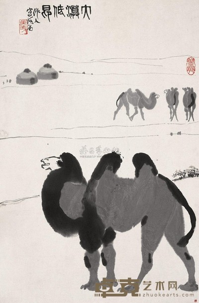 吴作人 大漠低昂 镜心 70×46cm