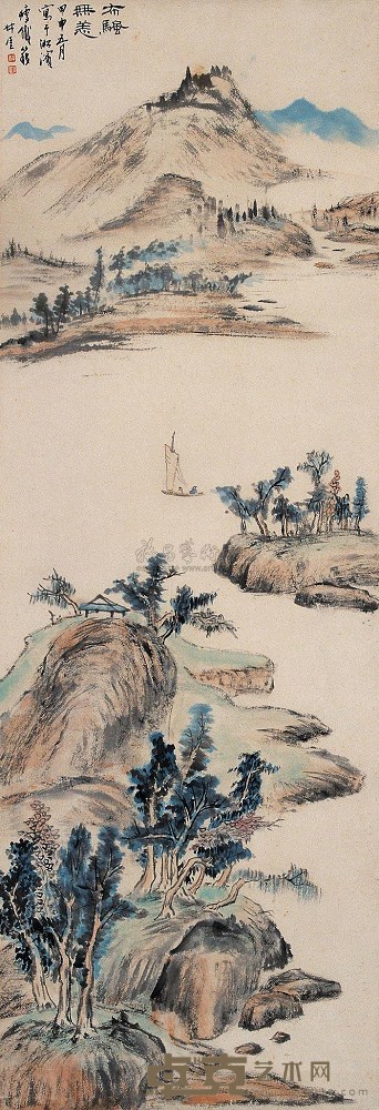 钱瘦铁 1944年作 布帆无恙 立轴 83×28.5cm