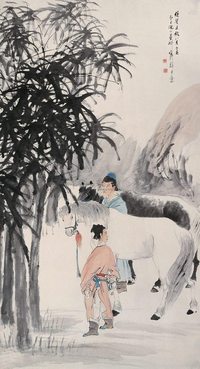 倪田 1913年作 相马图 立轴