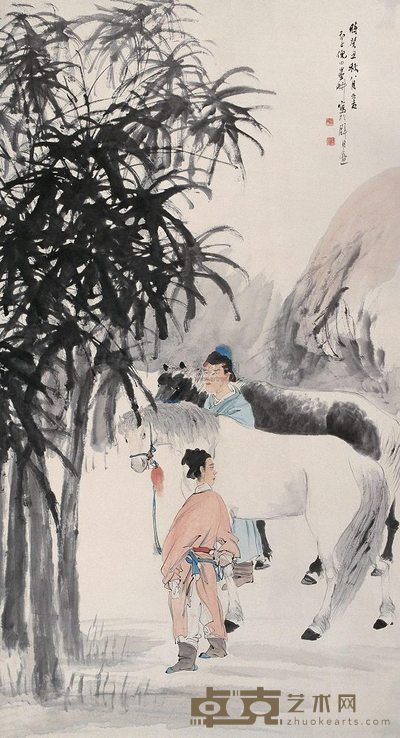 倪田 1913年作 相马图 立轴 149×80.5cm