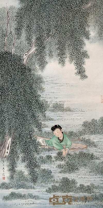 吴青霞 1938年作 仕女 立轴 67×33cm