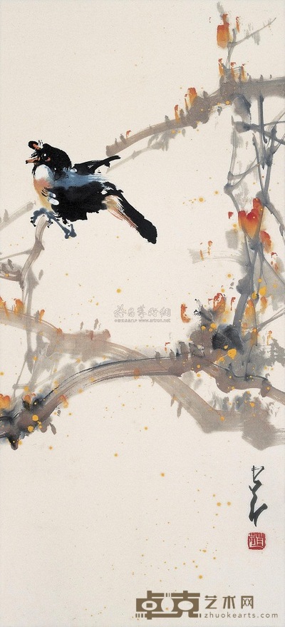 赵少昂 花鸟 镜心 65.5×30cm