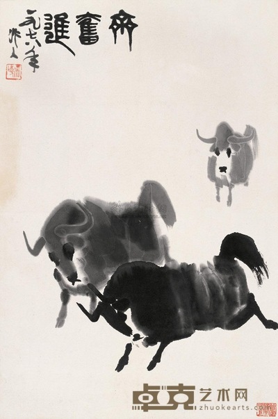 吴作人 1978年作 齐奋进 镜心 69×45.5cm