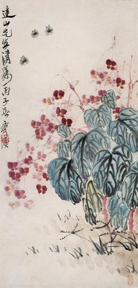 齐白石 1936年作 海棠蜜蜂 立轴