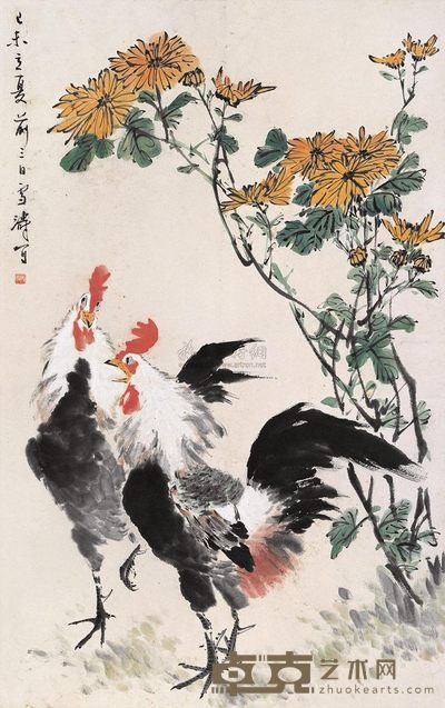 王雪涛 1979年作 双雄 镜心 94.5×59cm