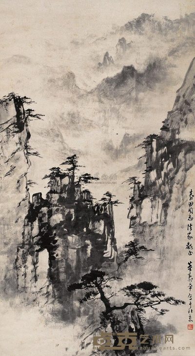 董寿平 黄山松云 立轴 90×49cm