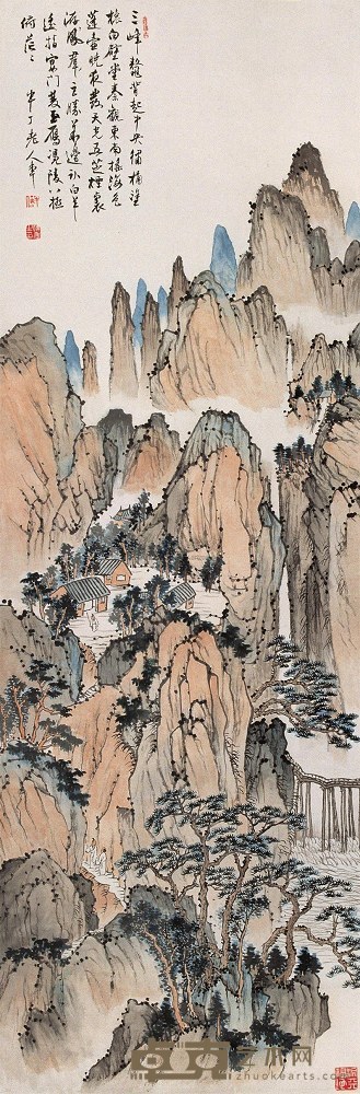 陈半丁 山水 立轴 101.5×33.5cm
