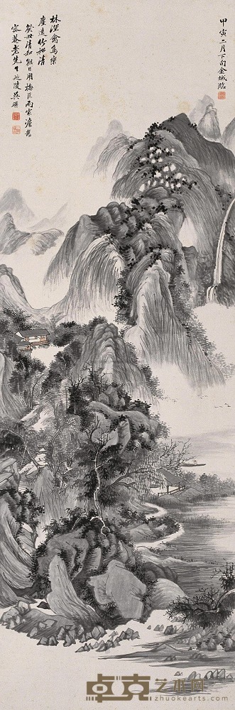 金城 1914年作 山水 立轴 150×49cm